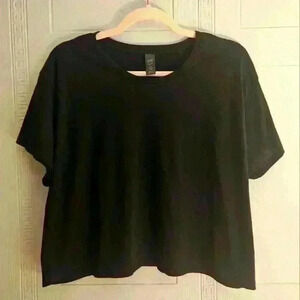 Fat Girl Flow Basics Black Cotton Crop Short Sleeve Top Size 2X NWOT